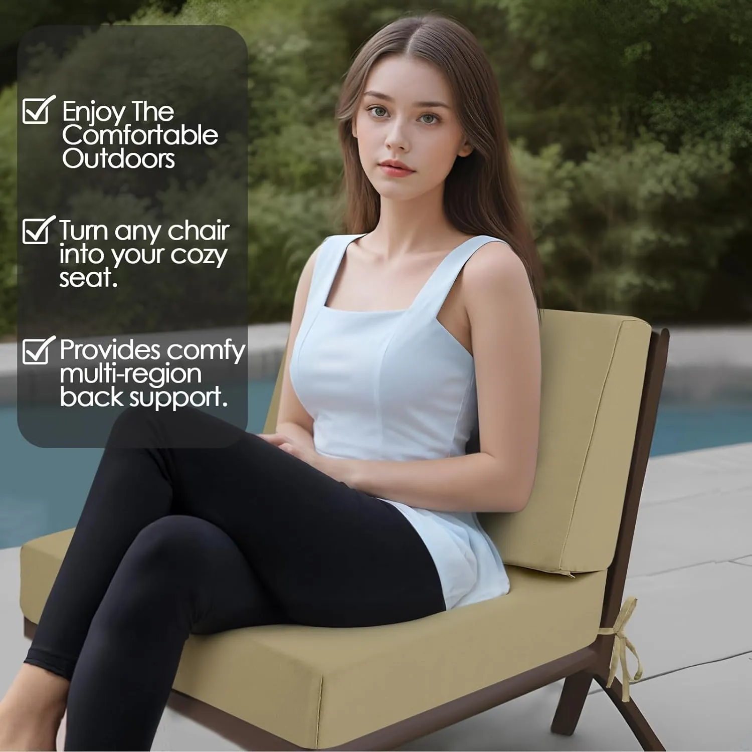 Outdoor Cushions for Patio Furniture, Outdoor Seat and Back Cushion, Waterproof Hampton Bay Deep Seat Replacement Couch Cushions for Garden Lawn, 26.5x26.5