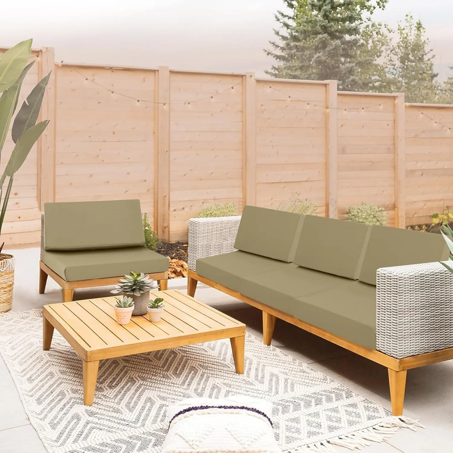 Outdoor Cushions for Patio Furniture, Outdoor Seat and Back Cushion, Waterproof Hampton Bay Deep Seat Replacement Couch Cushions for Garden Lawn, 26.5x26.5