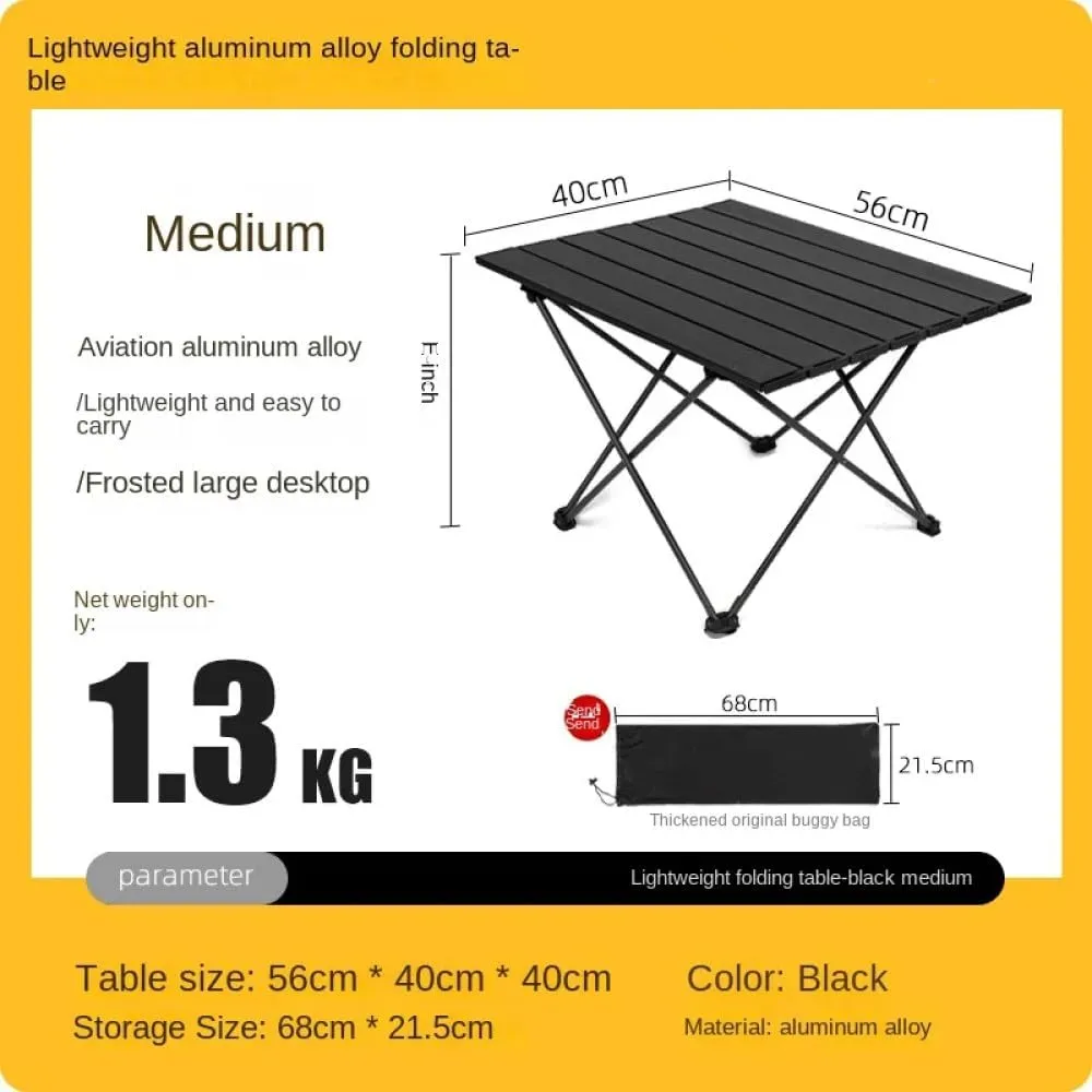 Outdoor s and Chairs Portable Round Picnic Table Egg Roll Table Aluminum Alloy Camping Dinner Table Set,Army Green Large