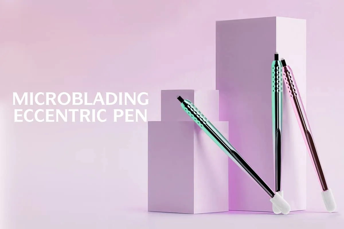 PACK OF 10 - Mellie Microblading Disposable Microblading Pen with Pigment Sponge Disposable Tool For Creating Eyebrows Microblading Supplies (Pink, U18 NANO .15mm)