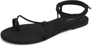 PARTY Women's Strappy Sandals Lace Up Flats Tie Up Shoes Wrap Flip Flop