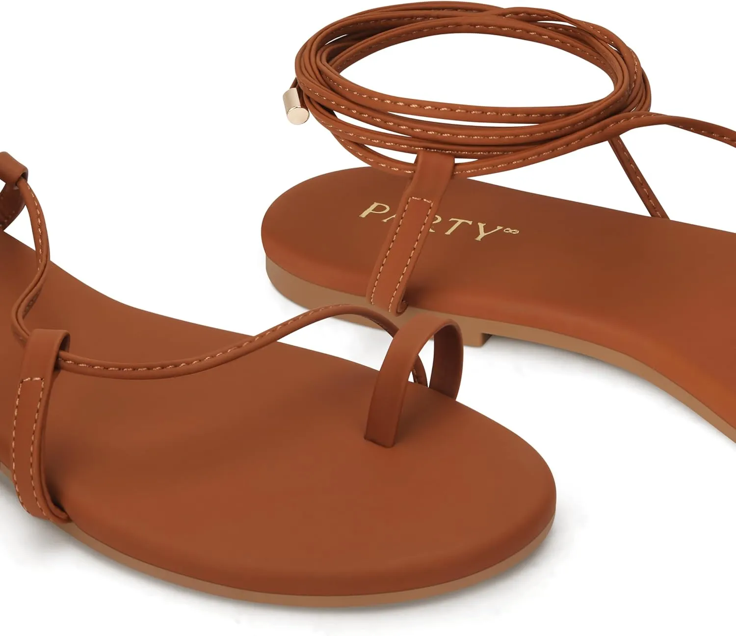 PARTY Women's Strappy Sandals Lace Up Flats Tie Up Shoes Wrap Flip Flop