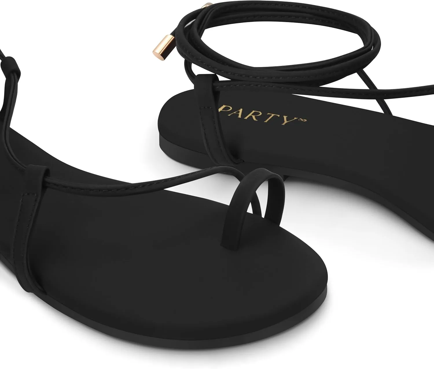 PARTY Women's Strappy Sandals Lace Up Flats Tie Up Shoes Wrap Flip Flop