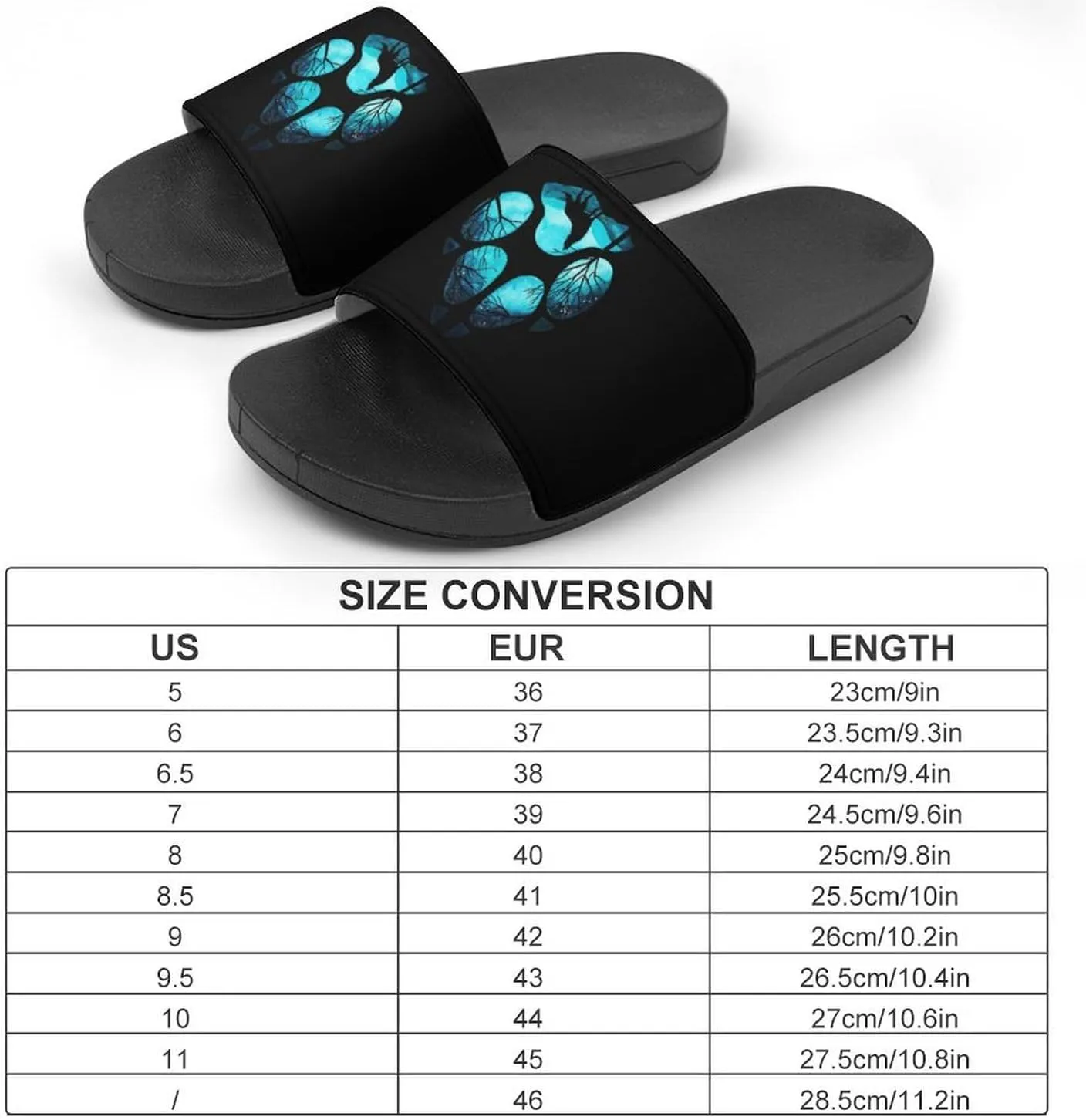 Paw Galaxy Night Wolf Funny Slide Sandals Non-Slip PVC Shower Slipper House Shoes Open Toe Slippers for Adult