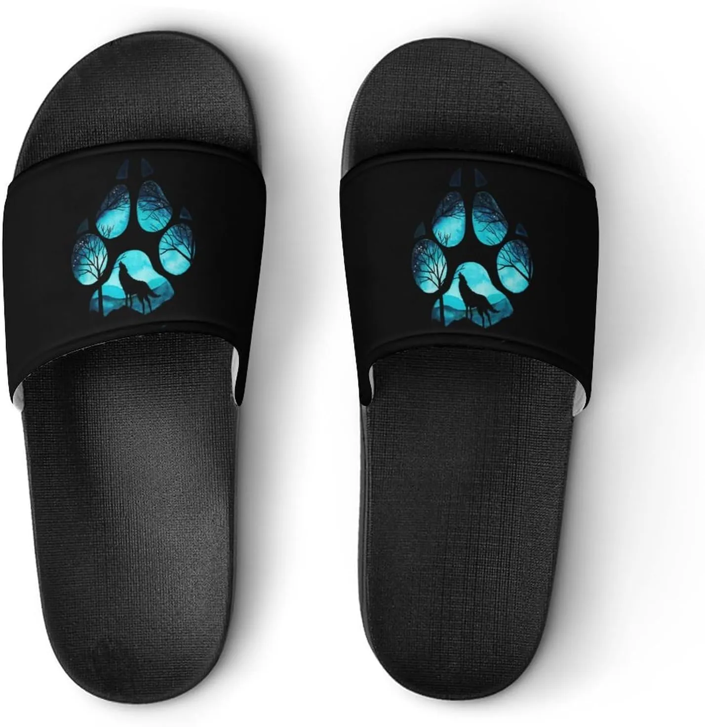 Paw Galaxy Night Wolf Funny Slide Sandals Non-Slip PVC Shower Slipper House Shoes Open Toe Slippers for Adult
