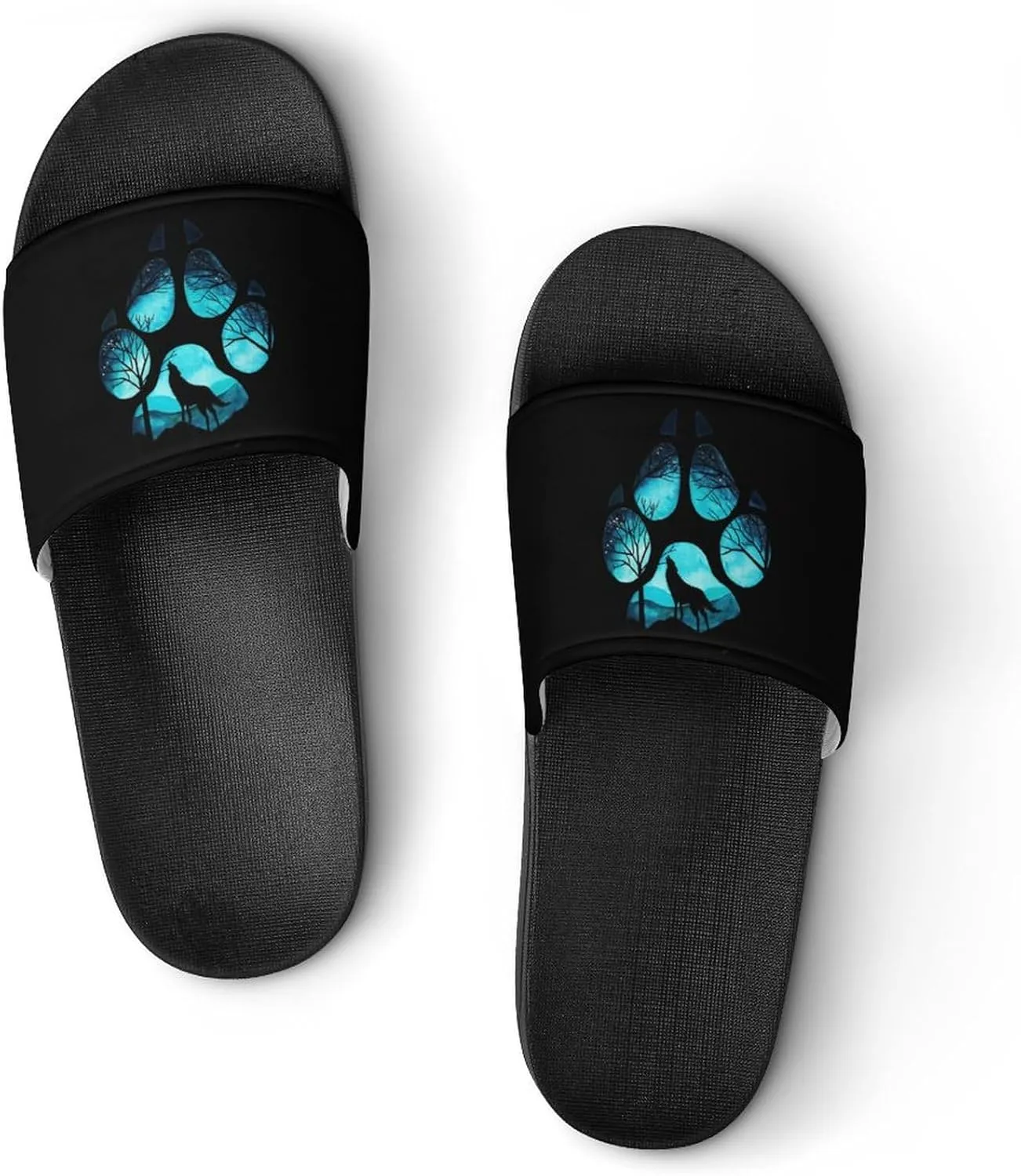 Paw Galaxy Night Wolf Funny Slide Sandals Non-Slip PVC Shower Slipper House Shoes Open Toe Slippers for Adult