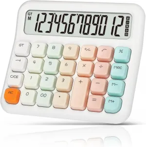 Pendancy Calculators Desktop 12 Digit, Gradient Pink Cute Basic Calculator with Extra Large LCD Display and Buttons, for Office, School, Home Use