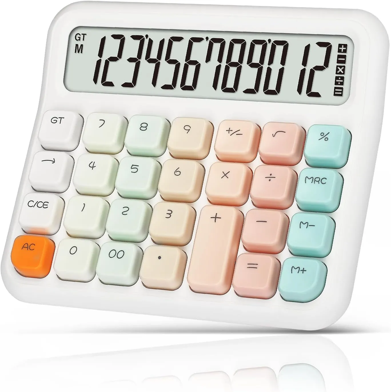 Pendancy Calculators Desktop 12 Digit, Gradient Pink Cute Basic Calculator with Extra Large LCD Display and Buttons, for Office, School, Home Use