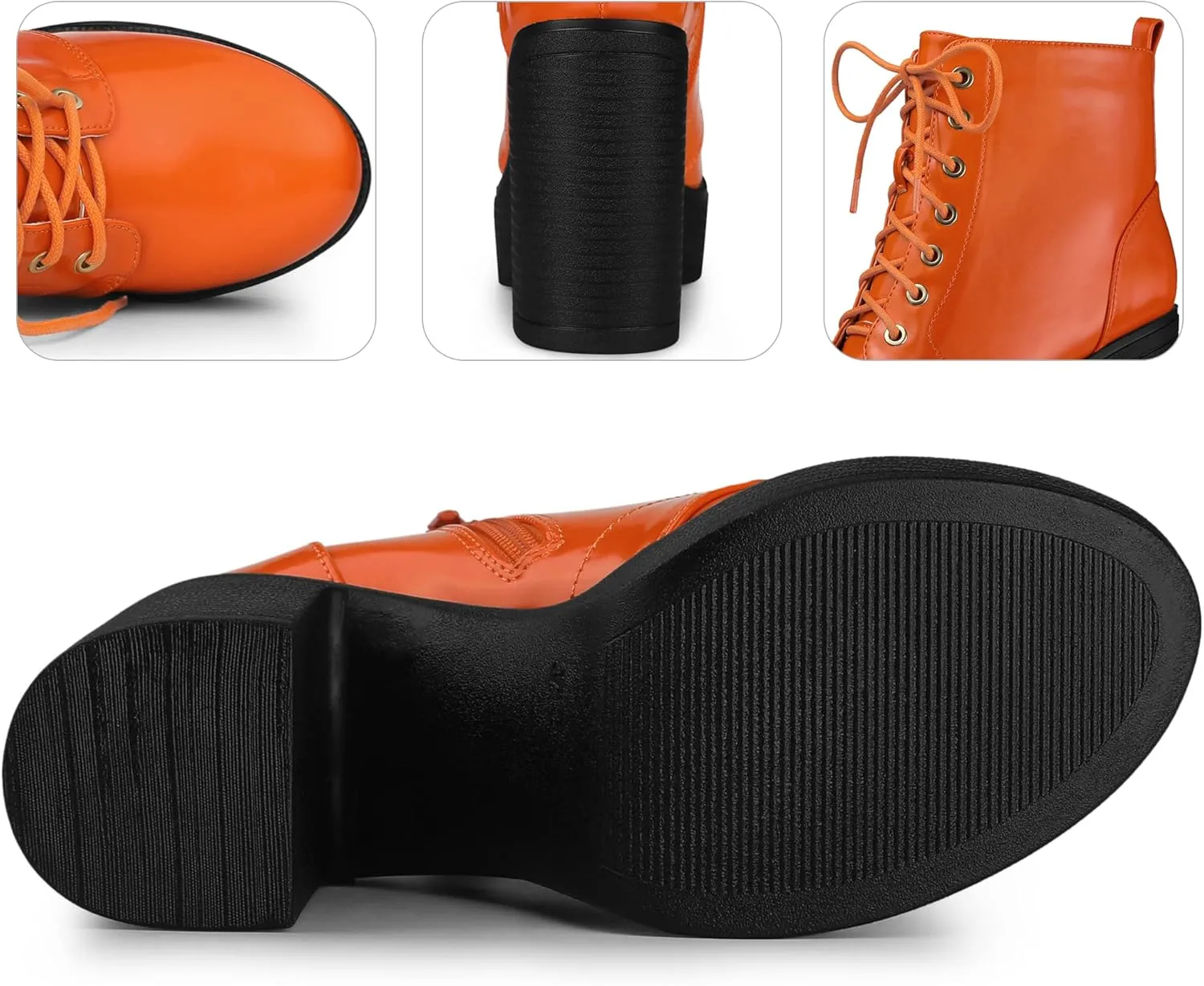 Perphy Platform Lace Up Chunky Heel Western Combat Boots for Women