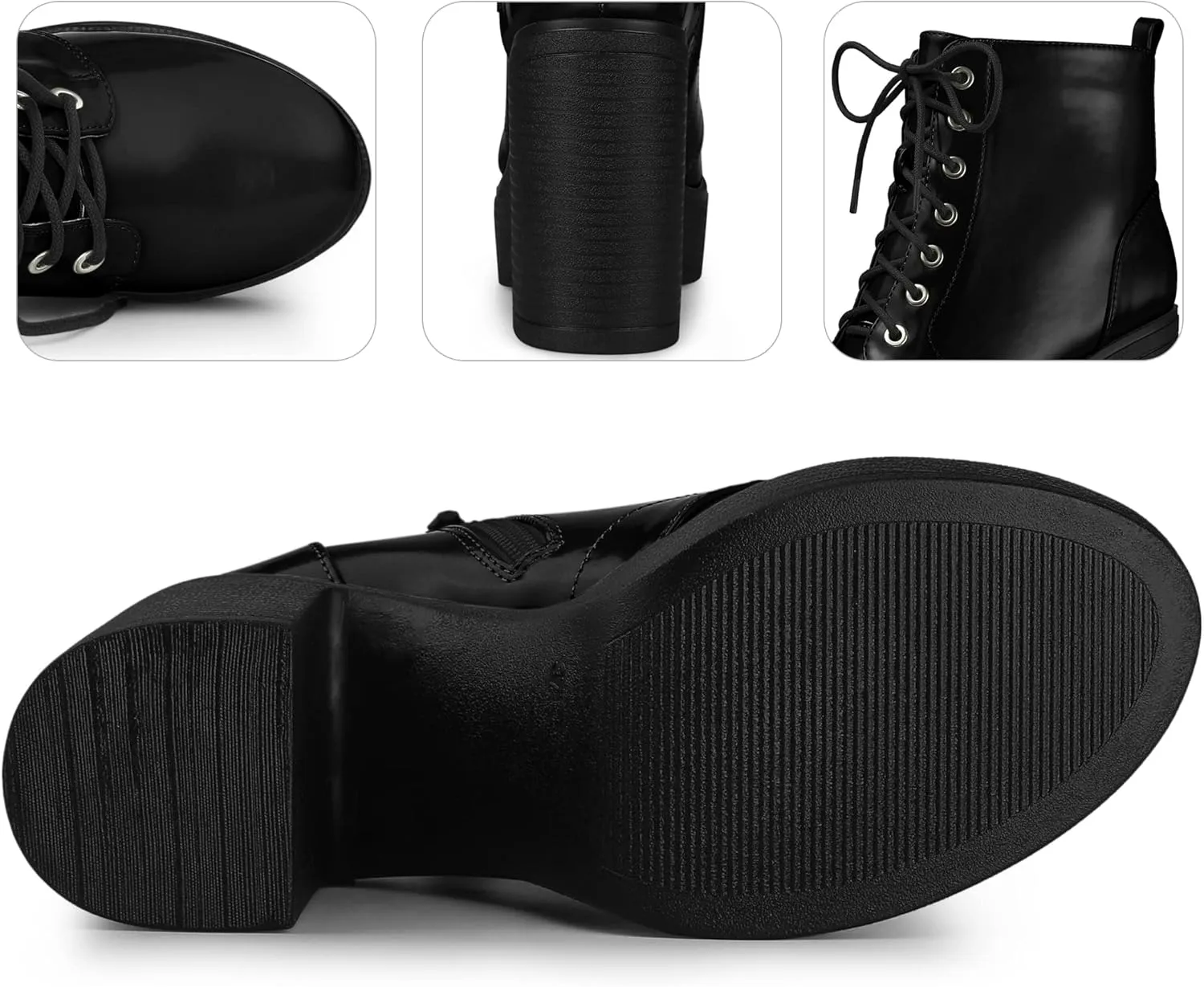 Perphy Platform Lace Up Chunky Heel Western Combat Boots for Women