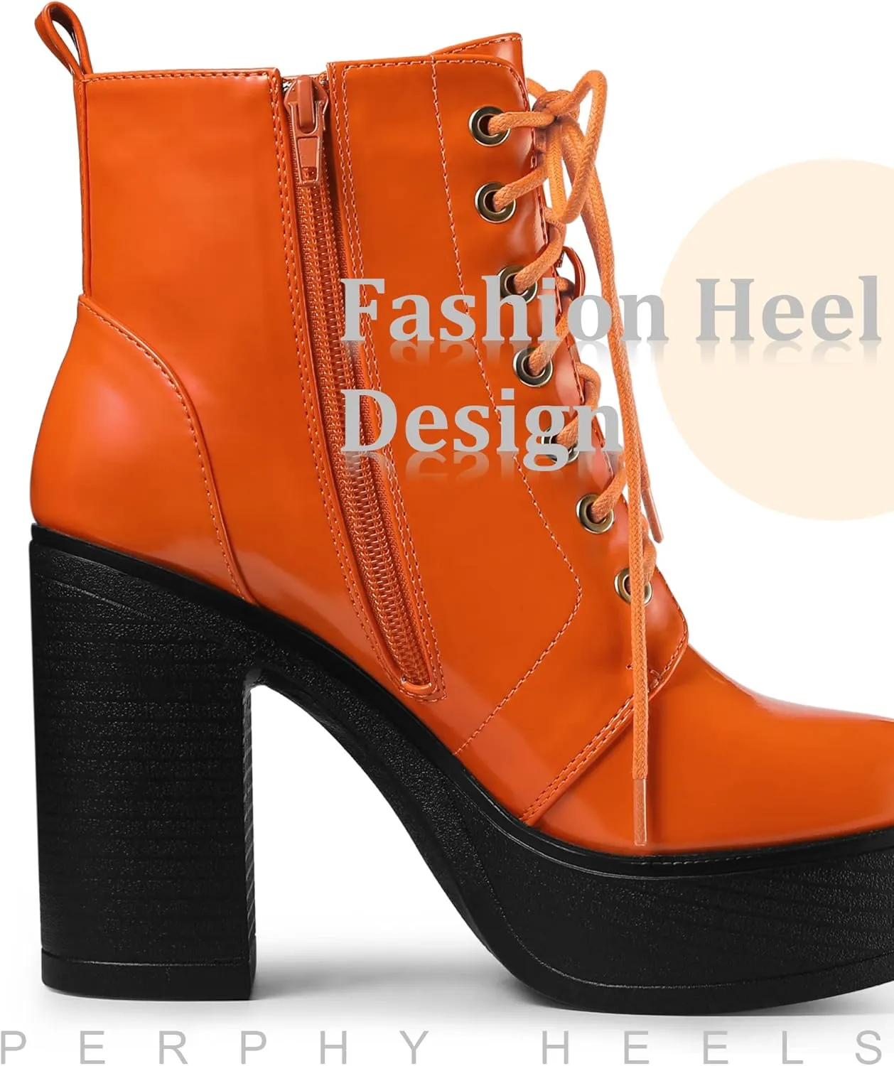 Perphy Platform Lace Up Chunky Heel Western Combat Boots for Women