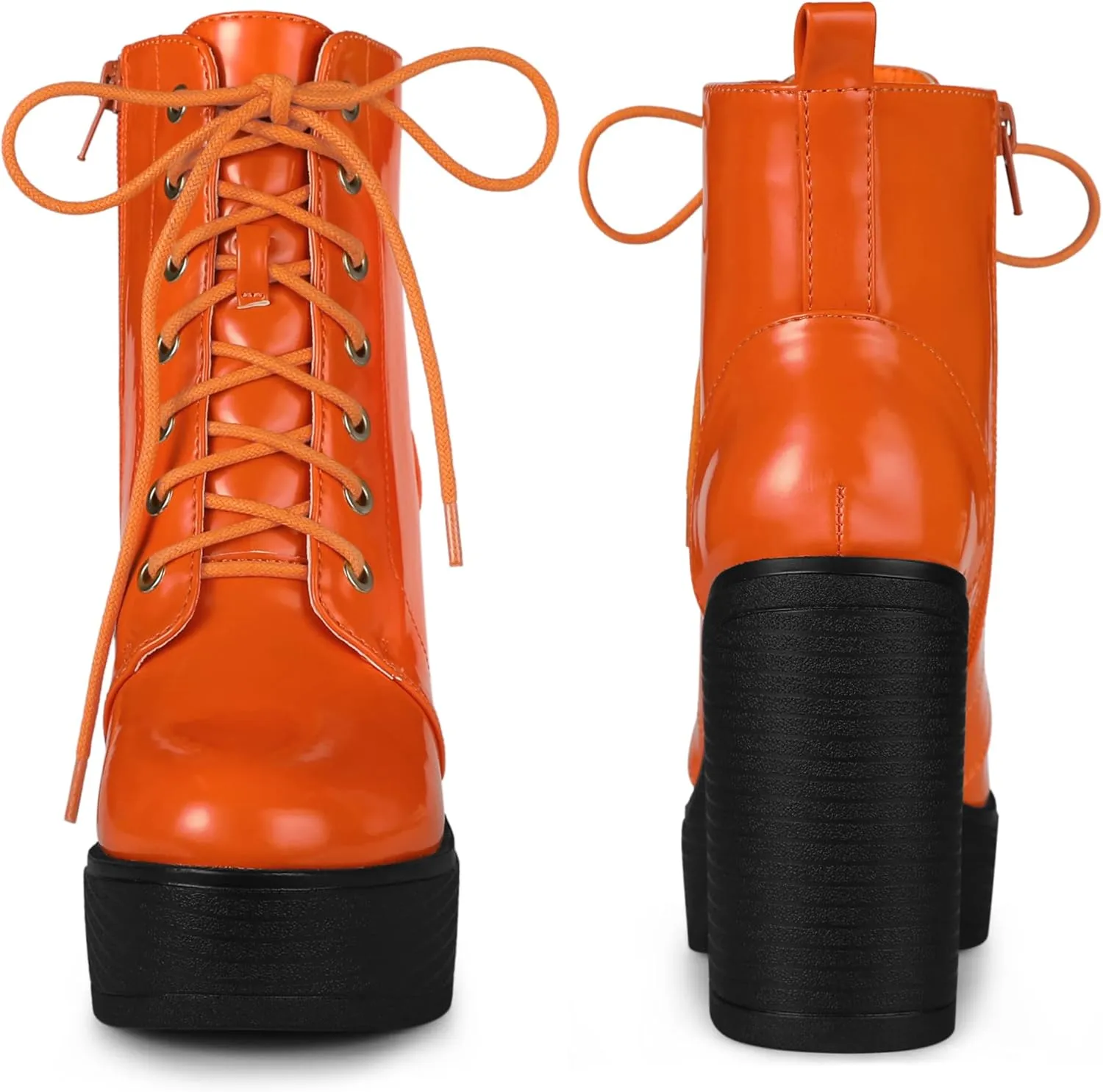 Perphy Platform Lace Up Chunky Heel Western Combat Boots for Women
