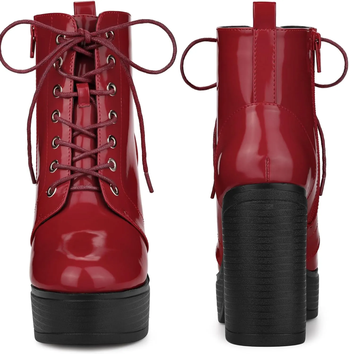Perphy Platform Lace Up Chunky Heel Western Combat Boots for Women
