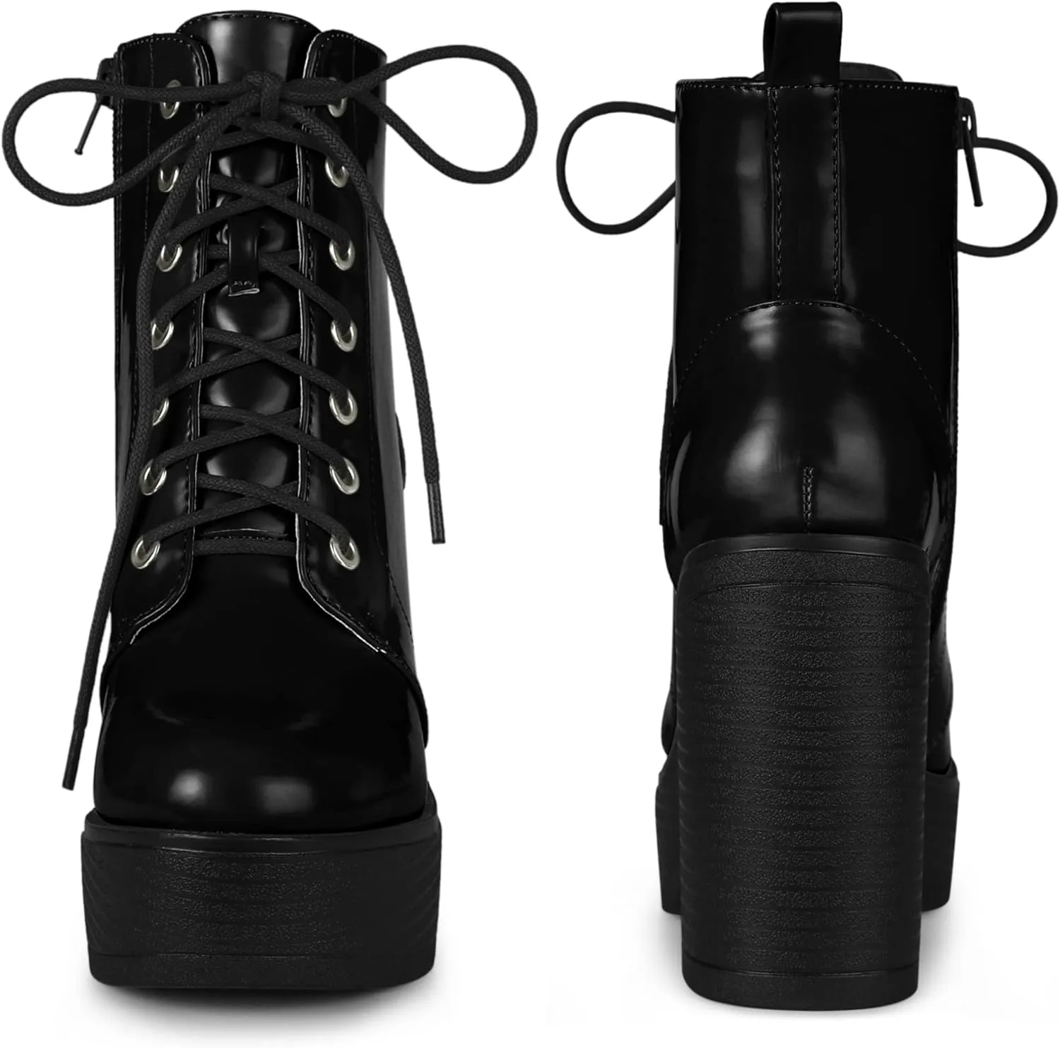 Perphy Platform Lace Up Chunky Heel Western Combat Boots for Women