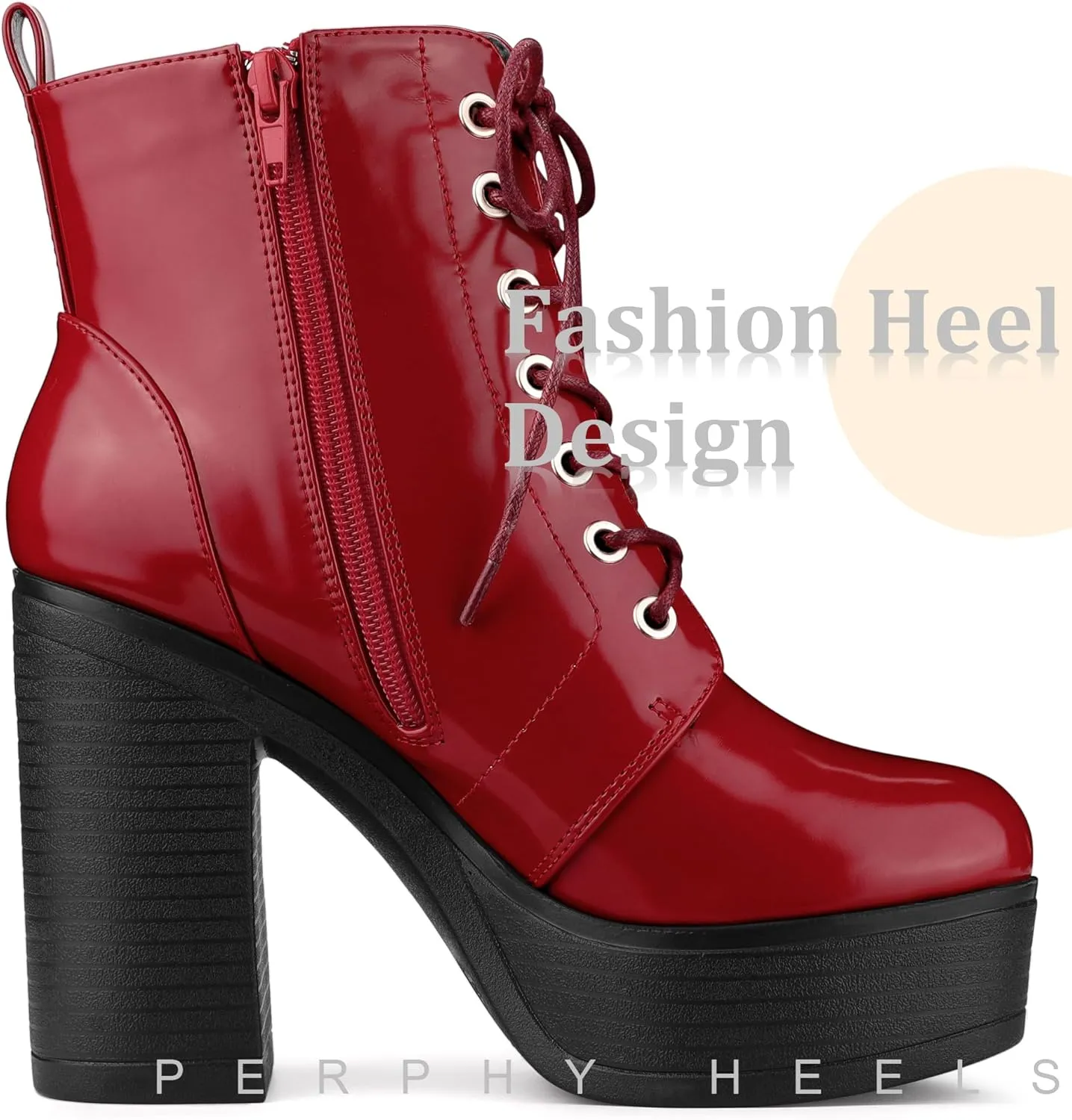 Perphy Platform Lace Up Chunky Heel Western Combat Boots for Women