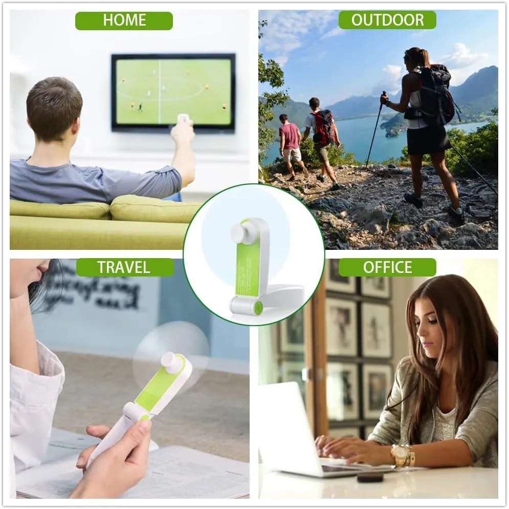 Personal Handheld Fan, Mini Portable Pocket Fan, Small Lightweight USB Rechargeable for Home Sports Outdoor Travel, 2 Speed Powerful Wind (Green)