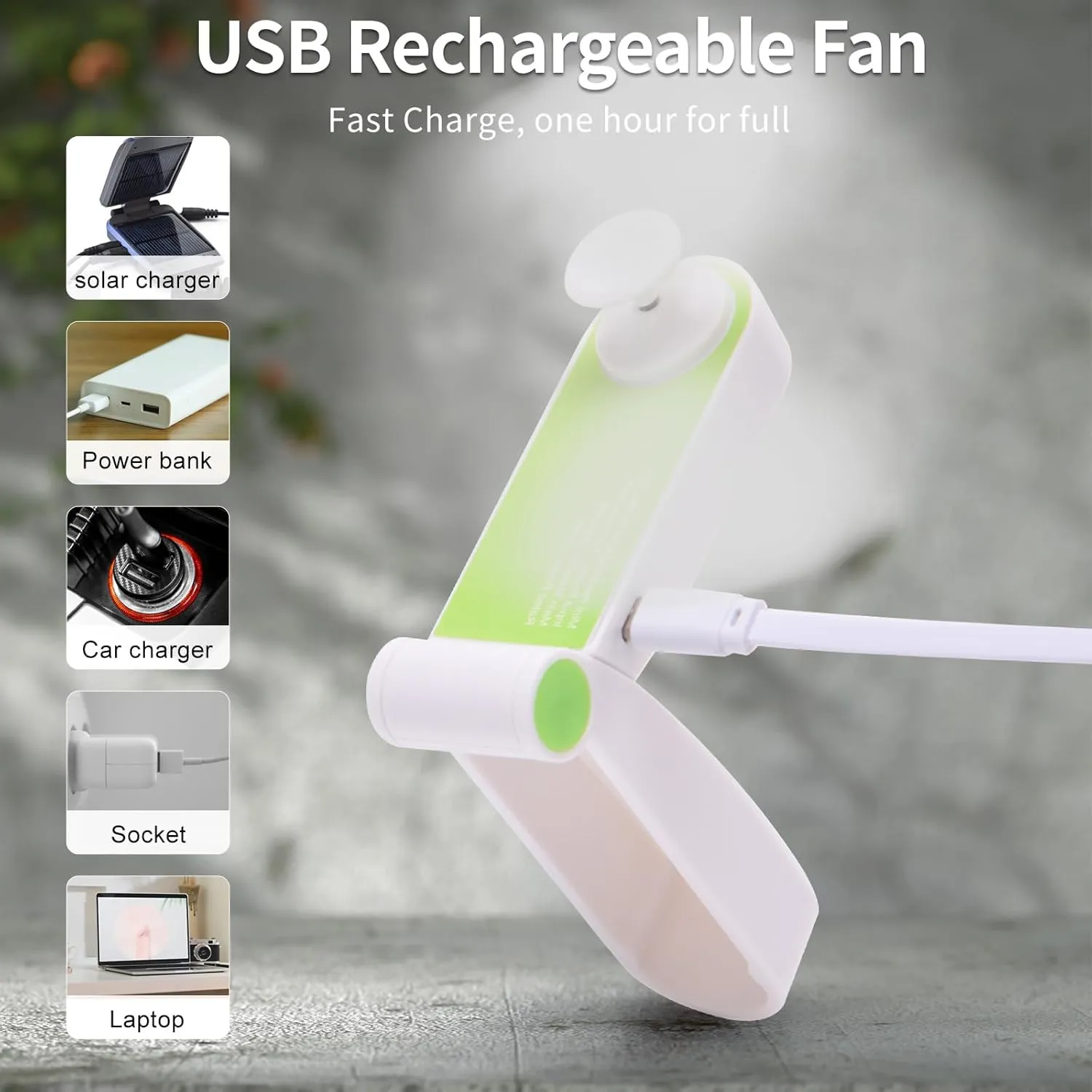 Personal Handheld Fan, Mini Portable Pocket Fan, Small Lightweight USB Rechargeable for Home Sports Outdoor Travel, 2 Speed Powerful Wind (Green)