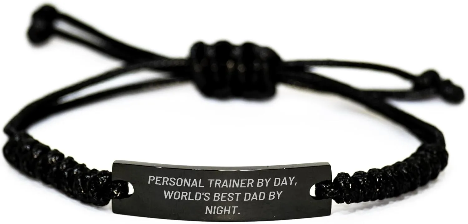 Personal Trainer By Day, World's Best Dad By Night: Funny Rope Bracelet Gifts for Men, Unique Father's Day Unique Gifts from Men to Personal Trainers, Adjustable Rope Accessories