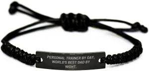 Personal Trainer By Day, World's Best Dad By Night: Funny Rope Bracelet Gifts for Men, Unique Father's Day Unique Gifts from Men to Personal Trainers, Adjustable Rope Accessories