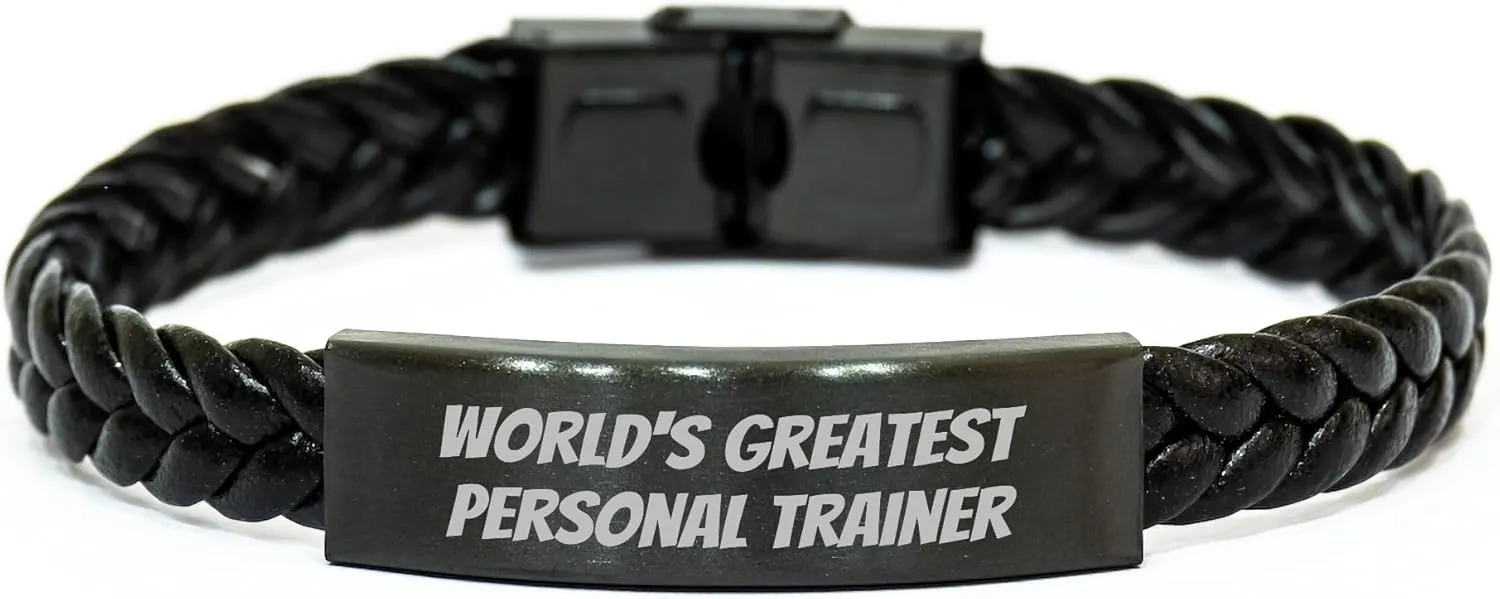 Personal Trainer Gifts from Friends, Mothers Day Unique Inspirational Quote Interlaced Leather Bracelet