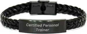 Personal Trainer Gifts from Friends to Personal Trainer, Interlaced Leather Bracelet with Funny Quote, Mother's Day Unique Gifts