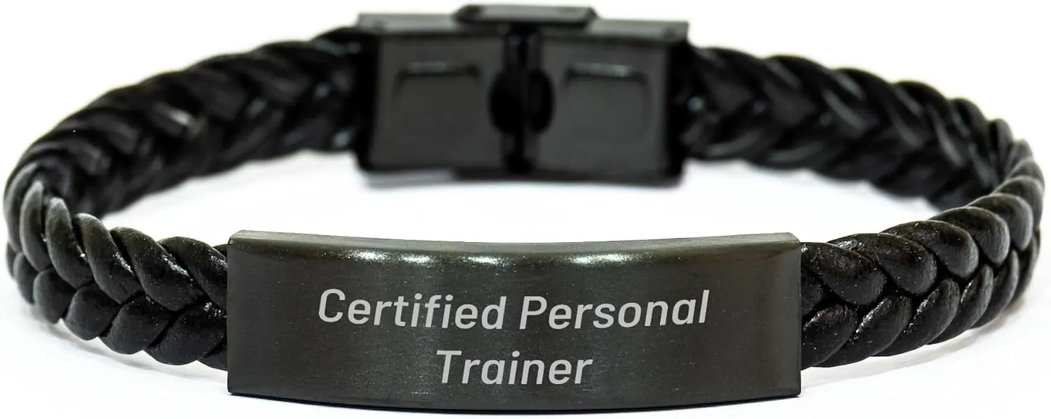 Personal Trainer Gifts from Friends to Personal Trainer, Interlaced Leather Bracelet with Funny Quote, Mother's Day Unique Gifts