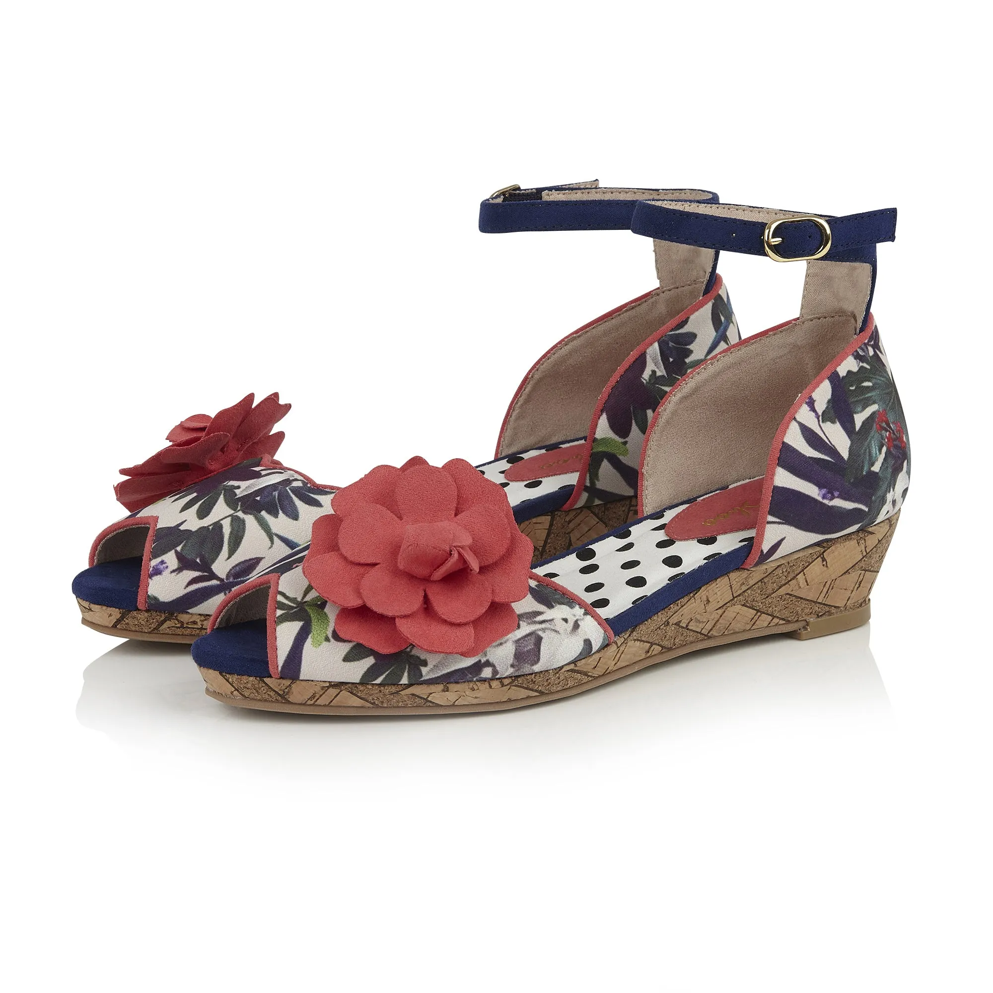 Phyllis Sage Floral Low Heel Wedge by Ruby Shoo