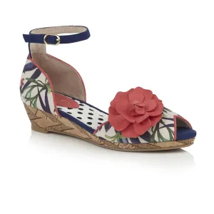 Phyllis Sage Floral Low Heel Wedge by Ruby Shoo