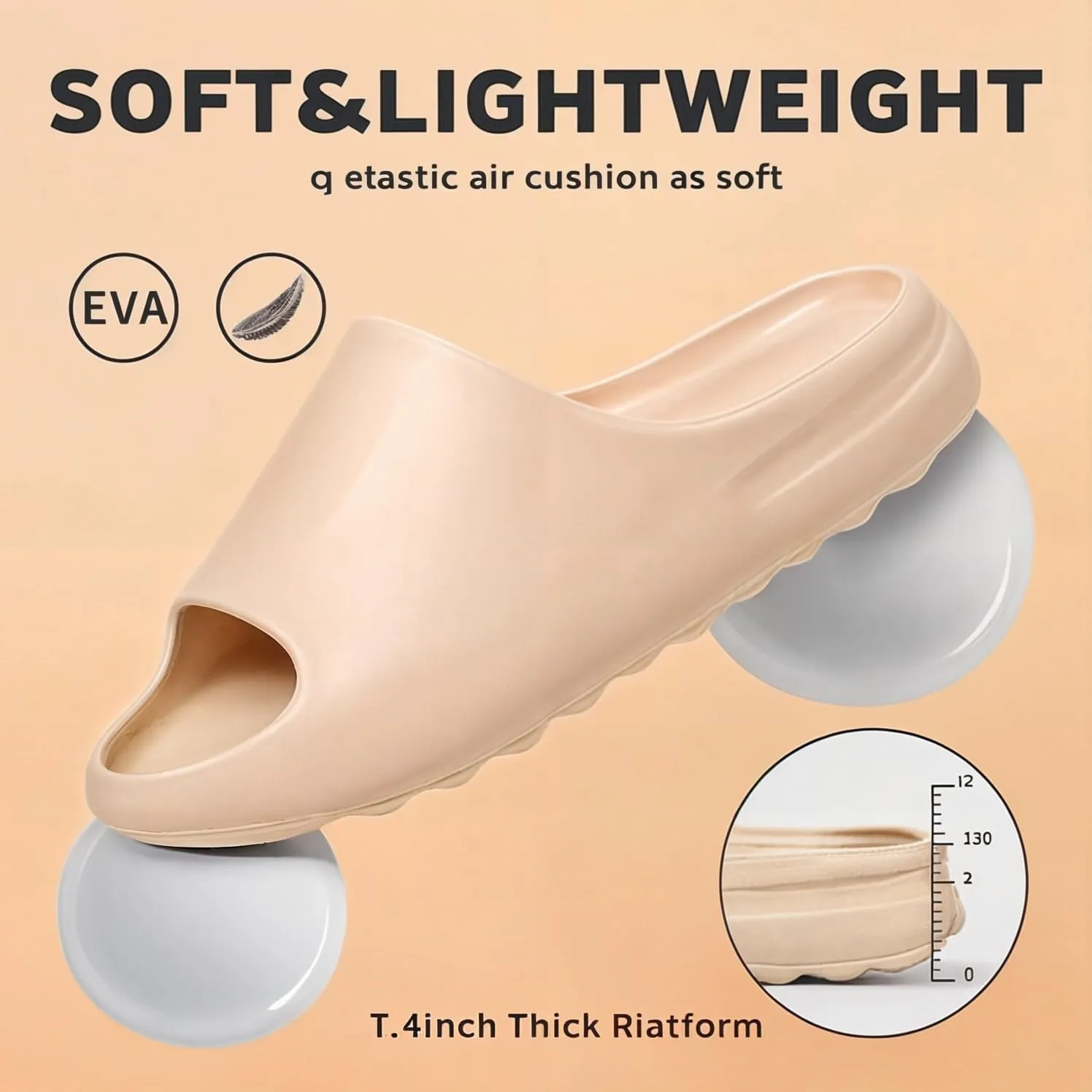 Pillow Slippers for Women and Men Cloud Platform Slides Anti Slip Cloud Slippers Lightweight EVA Comfy Shower Slides Open Toe Sandals for Indoor and Outdoor