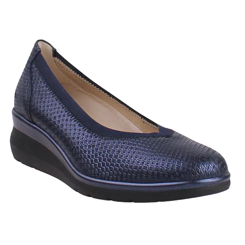 Pitillos Ladies Low Wedge Pumps - 10373 - Navy