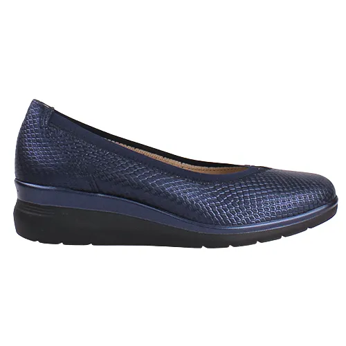 Pitillos Ladies Low Wedge Pumps - 10373 - Navy