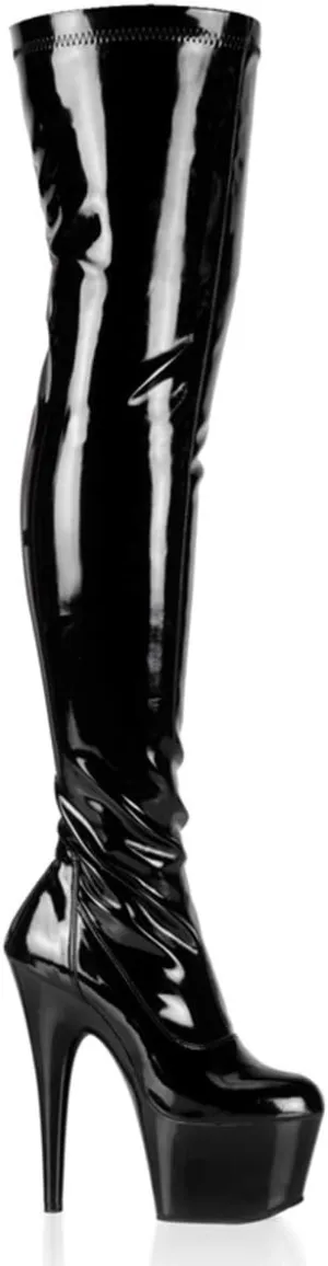 Pleaser Women's Adore-3000 Boot Black/Black 7 M US