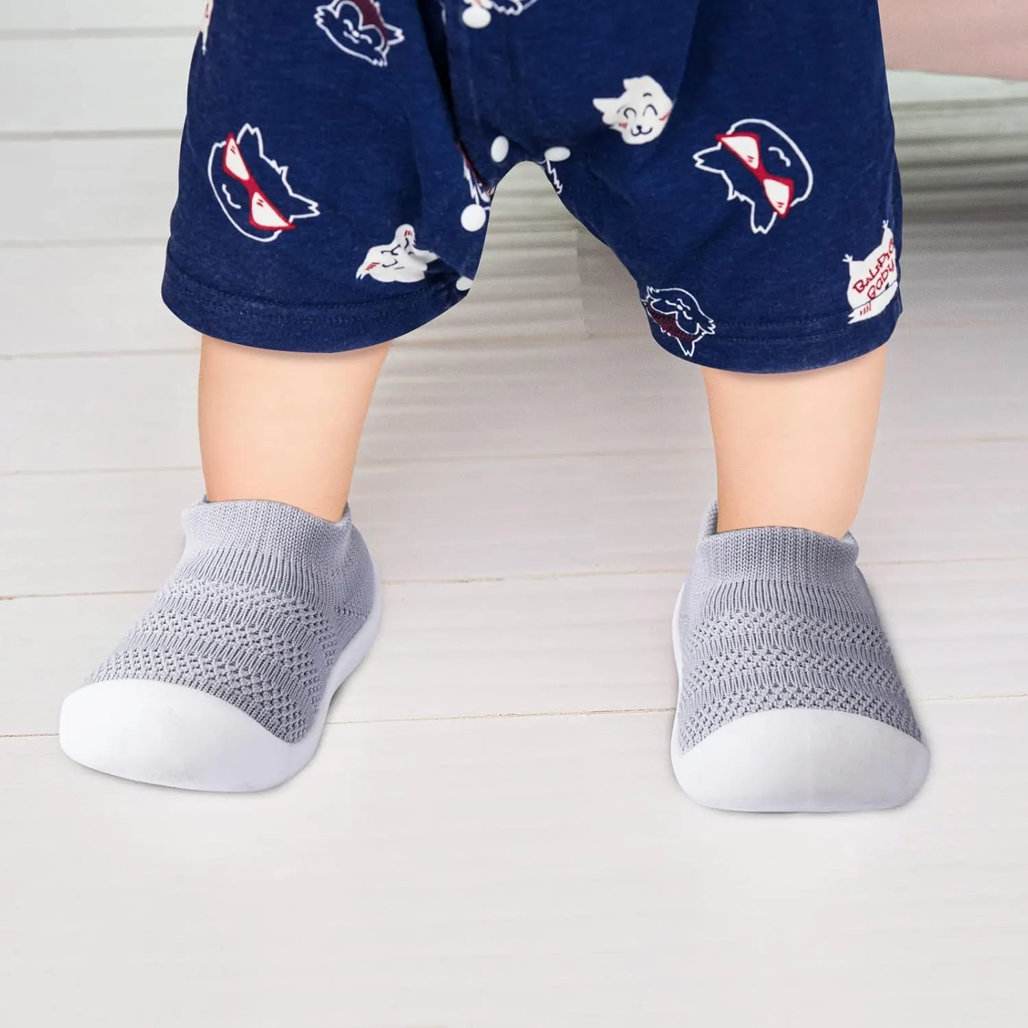 Pluatyep Baby Toddler First Walking Non-Skid Shoes Infant Boys Girls Soft Sole Fashion Breathable Knitted Mesh Socks Shoes Slip-on Slippers