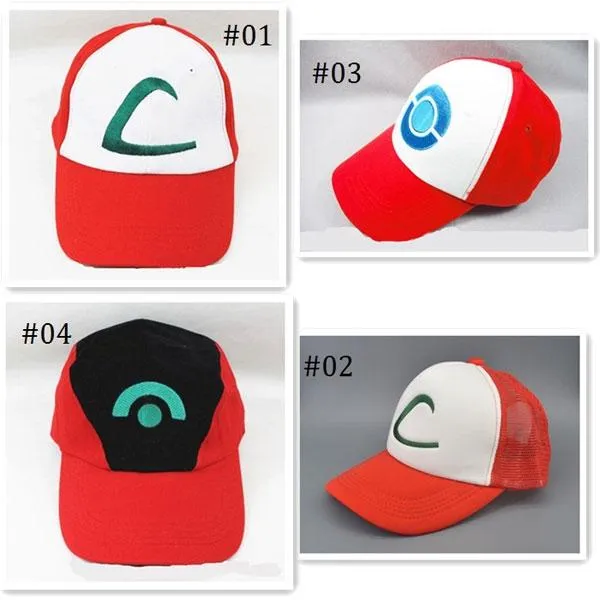 POKEMON Anime Cosplay Ash Ketchum Baseball Trainer Hat #02 Red