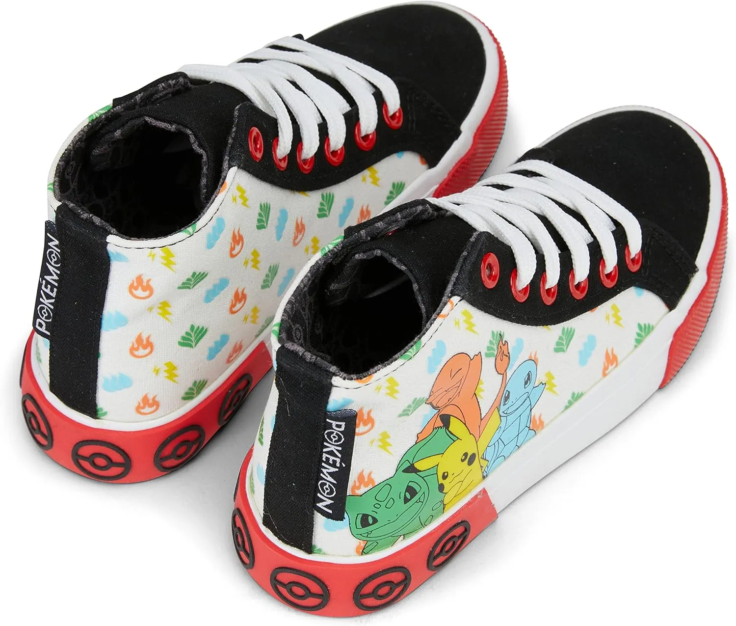 Pokemon Boys Pikachu Athletic Sneakers - Boys Pikachu High Top Shoes - Pikachu Charmander Bulbasaur High Top Lace Up Sneakers