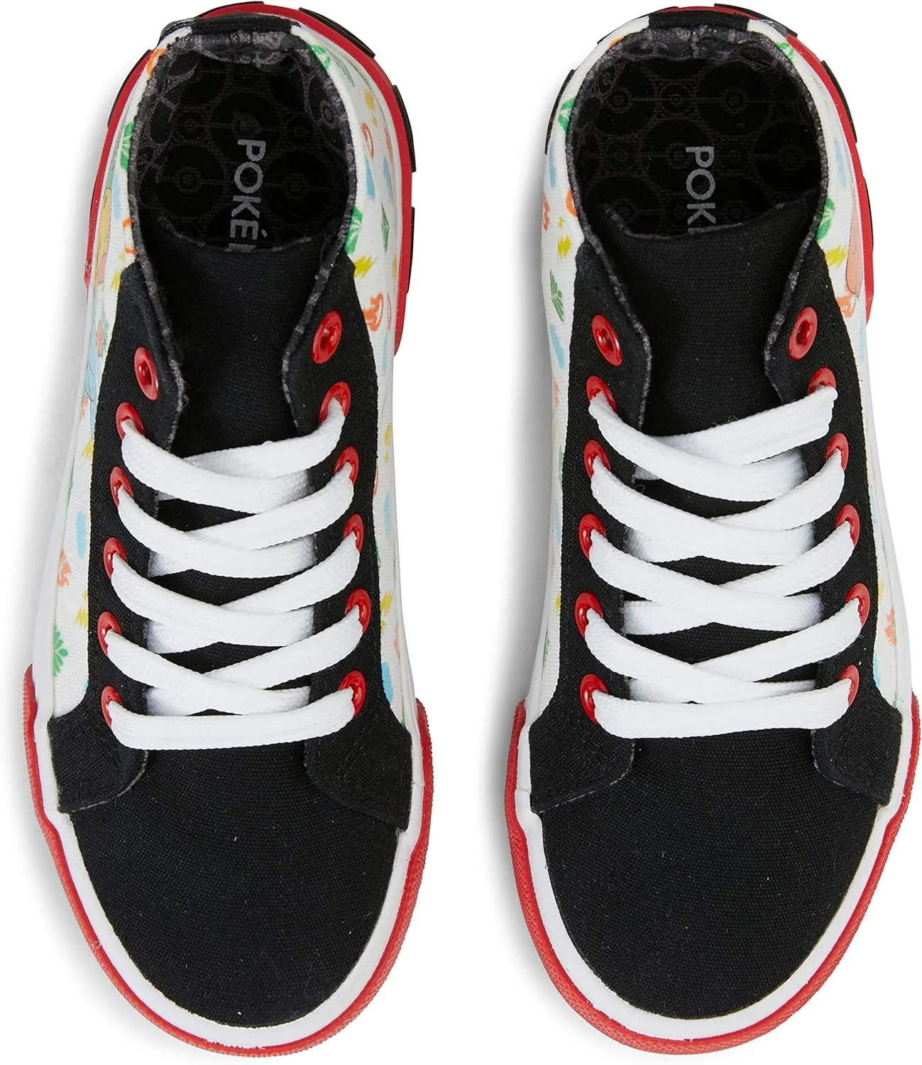 Pokemon Boys Pikachu Athletic Sneakers - Boys Pikachu High Top Shoes - Pikachu Charmander Bulbasaur High Top Lace Up Sneakers
