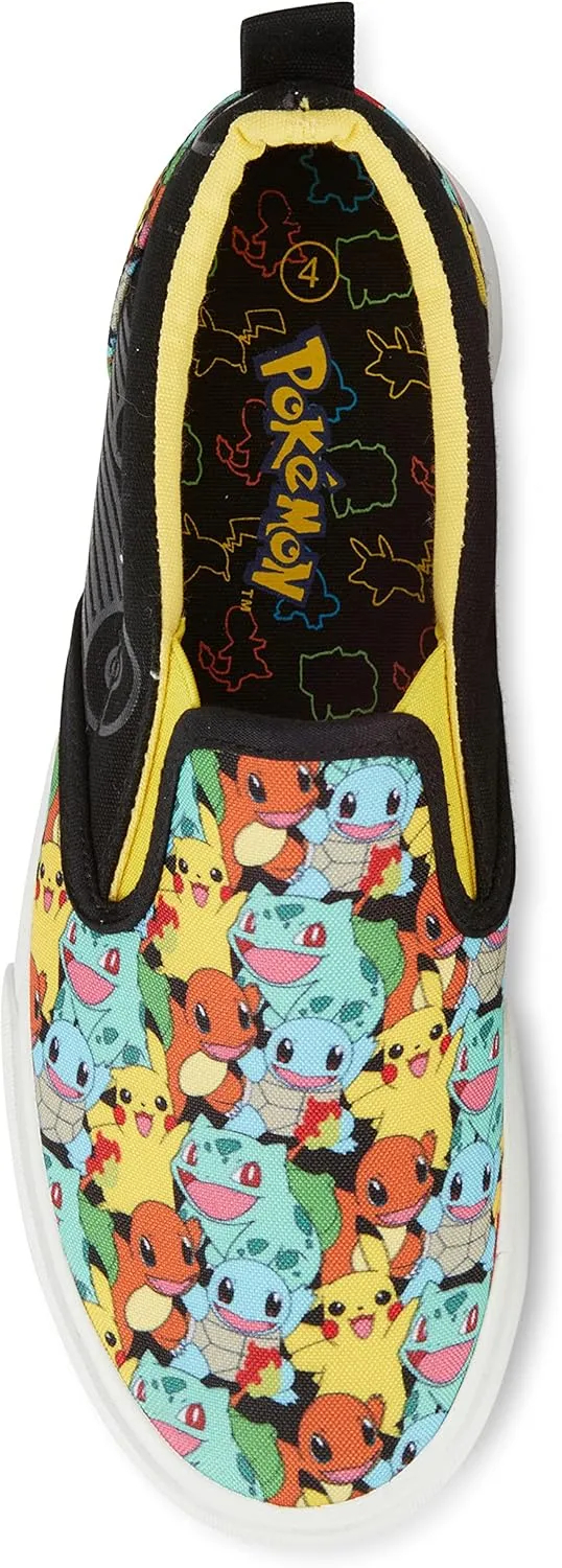 Pokemon Boys Pikachu Slip-On Sneakers - Boys Pikachu Youth Low Top Slip On Sneakers - Pikachu Charizard Canvas Sneakers