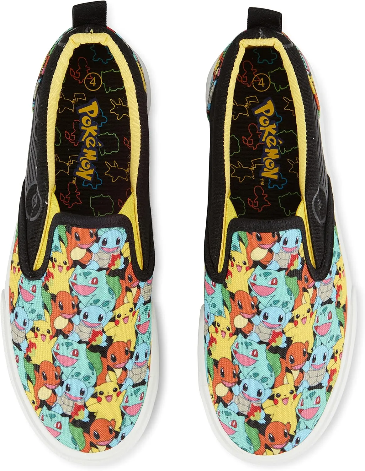 Pokemon Boys Pikachu Slip-On Sneakers - Boys Pikachu Youth Low Top Slip On Sneakers - Pikachu Charizard Canvas Sneakers