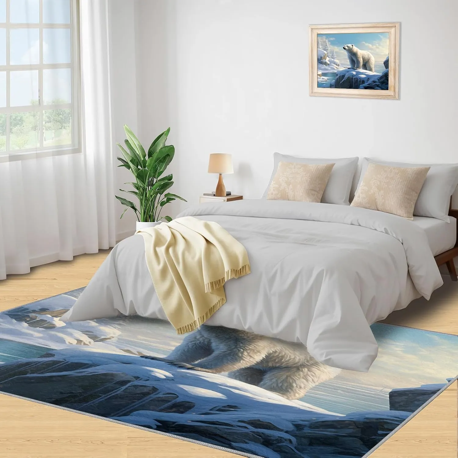 Polar Bear Area Rug, Glacier Scenery Large Area Rug, Non Slip Washable Living Room Rug for Bedroom Dining Room Farmhouse Decor Floor Mat - 3 ft x 4 ft