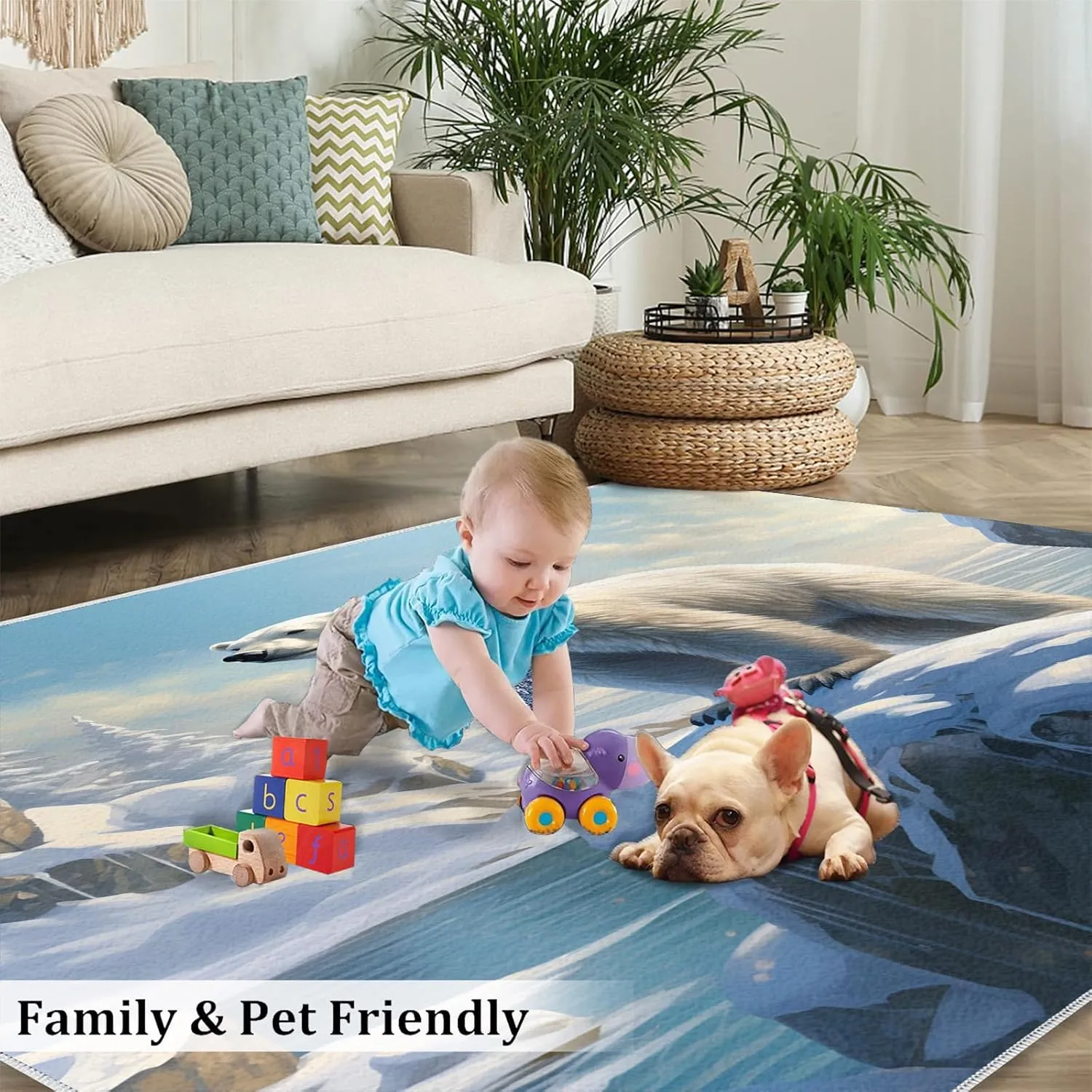Polar Bear Area Rug, Glacier Scenery Large Area Rug, Non Slip Washable Living Room Rug for Bedroom Dining Room Farmhouse Decor Floor Mat - 3 ft x 4 ft