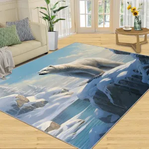 Polar Bear Area Rug, Glacier Scenery Large Area Rug, Non Slip Washable Living Room Rug for Bedroom Dining Room Farmhouse Decor Floor Mat - 3 ft x 4 ft