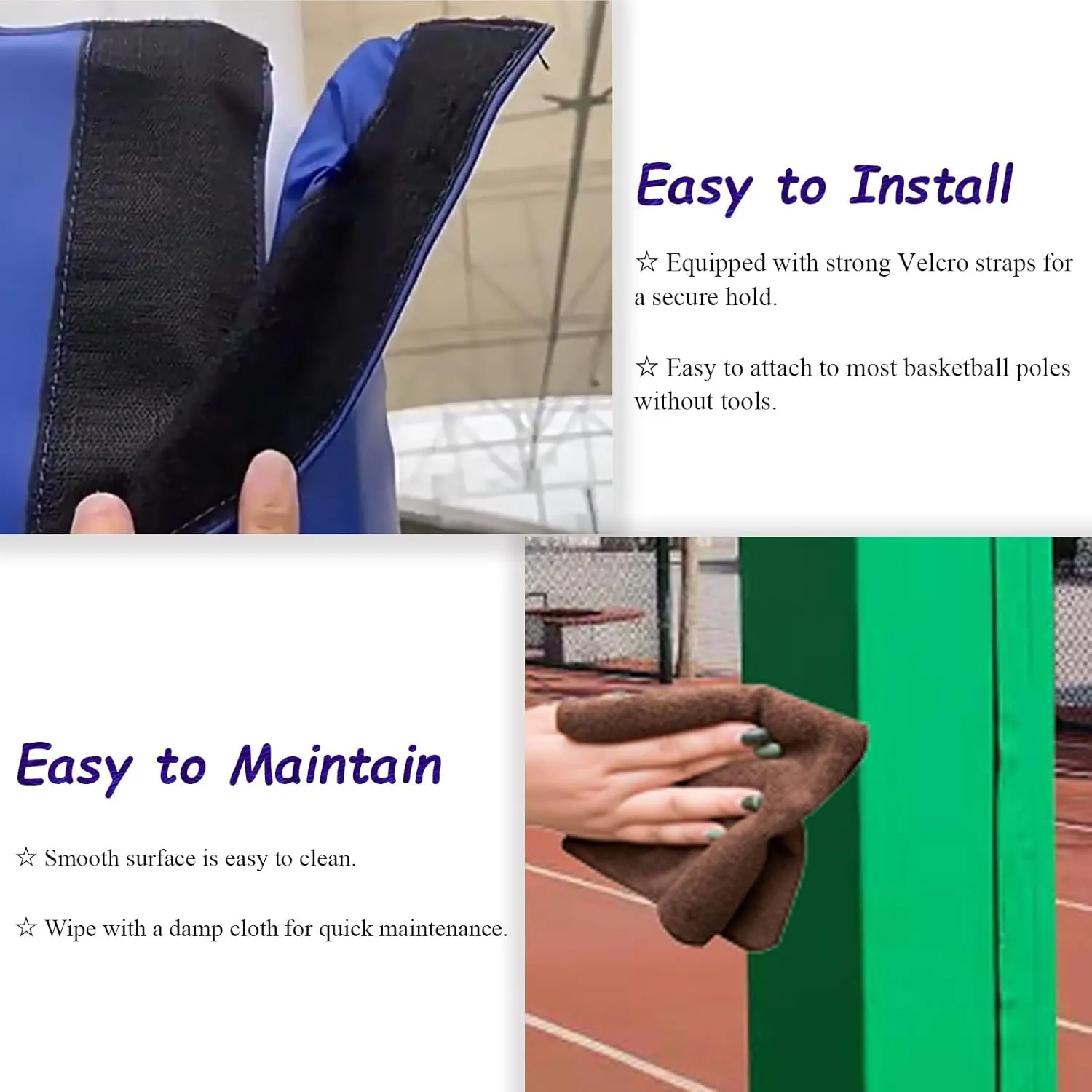Pole Padding Gym Pole Padding for Trainer Protection and Safety, 72"/ 6ft Tall Wrap Around Pole, Professional Basketball Loop Accessories, Tear-Resistant(Green B,12x12cm/5x5in)