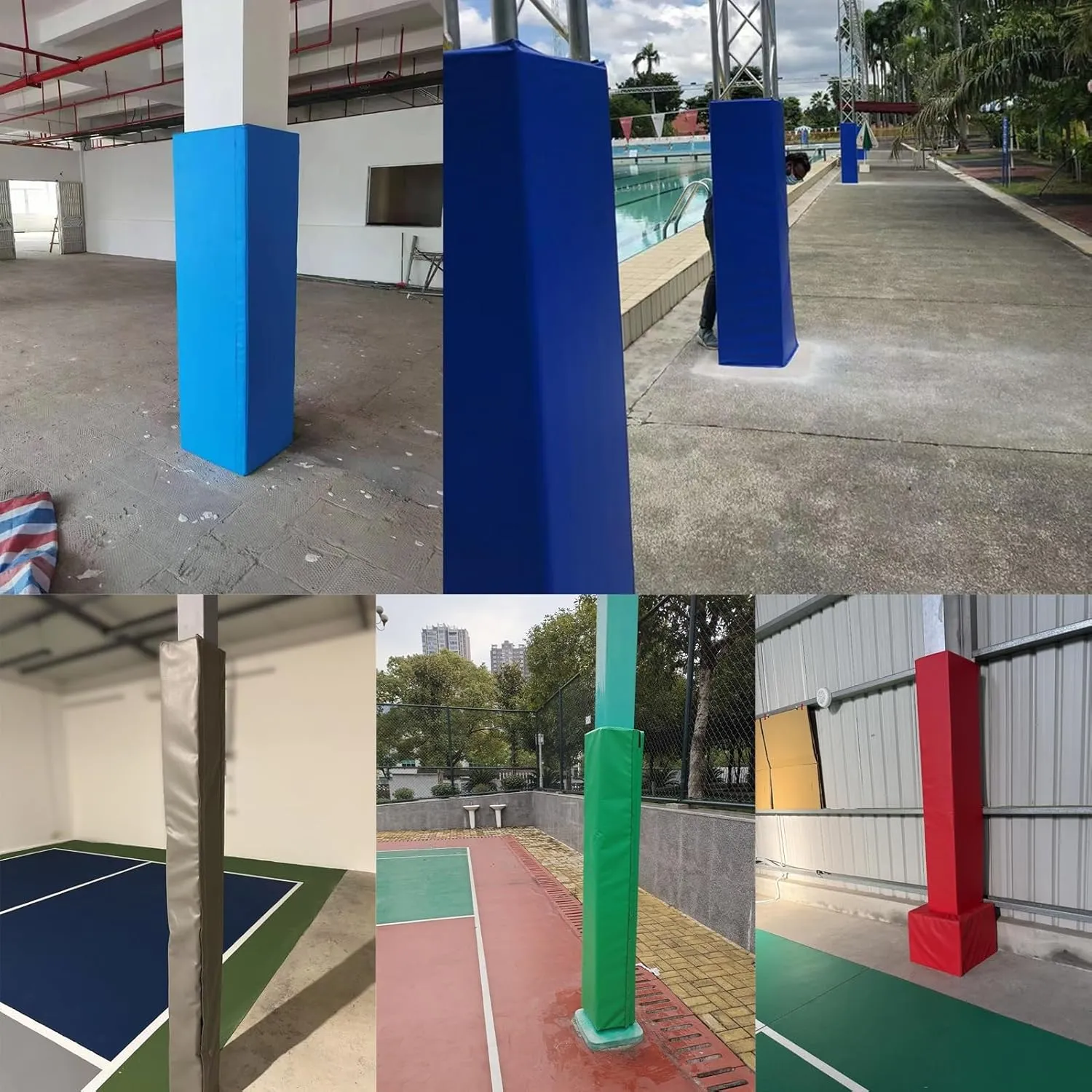 Pole Padding Gym Pole Padding for Trainer Protection and Safety, 72"/ 6ft Tall Wrap Around Pole, Professional Basketball Loop Accessories, Tear-Resistant(Green B,12x12cm/5x5in)