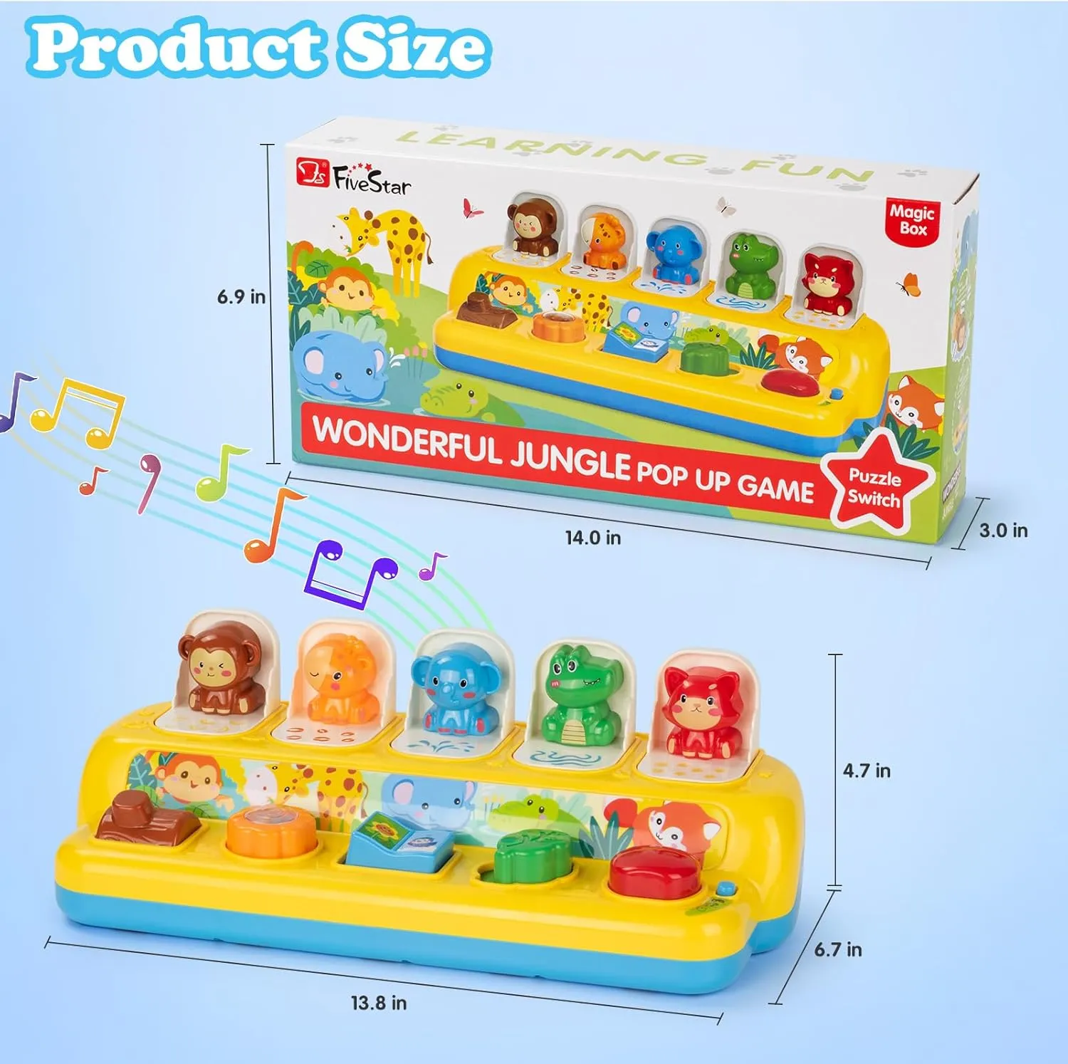 Pop Up Toys for Babies 6-12 Months with Music & Light, Cause and Effect Toys for 1 Year Old, Montessori Toy for 1 Year Old, Musical Baby 9-12-18 Months, Age 1-2 Gift