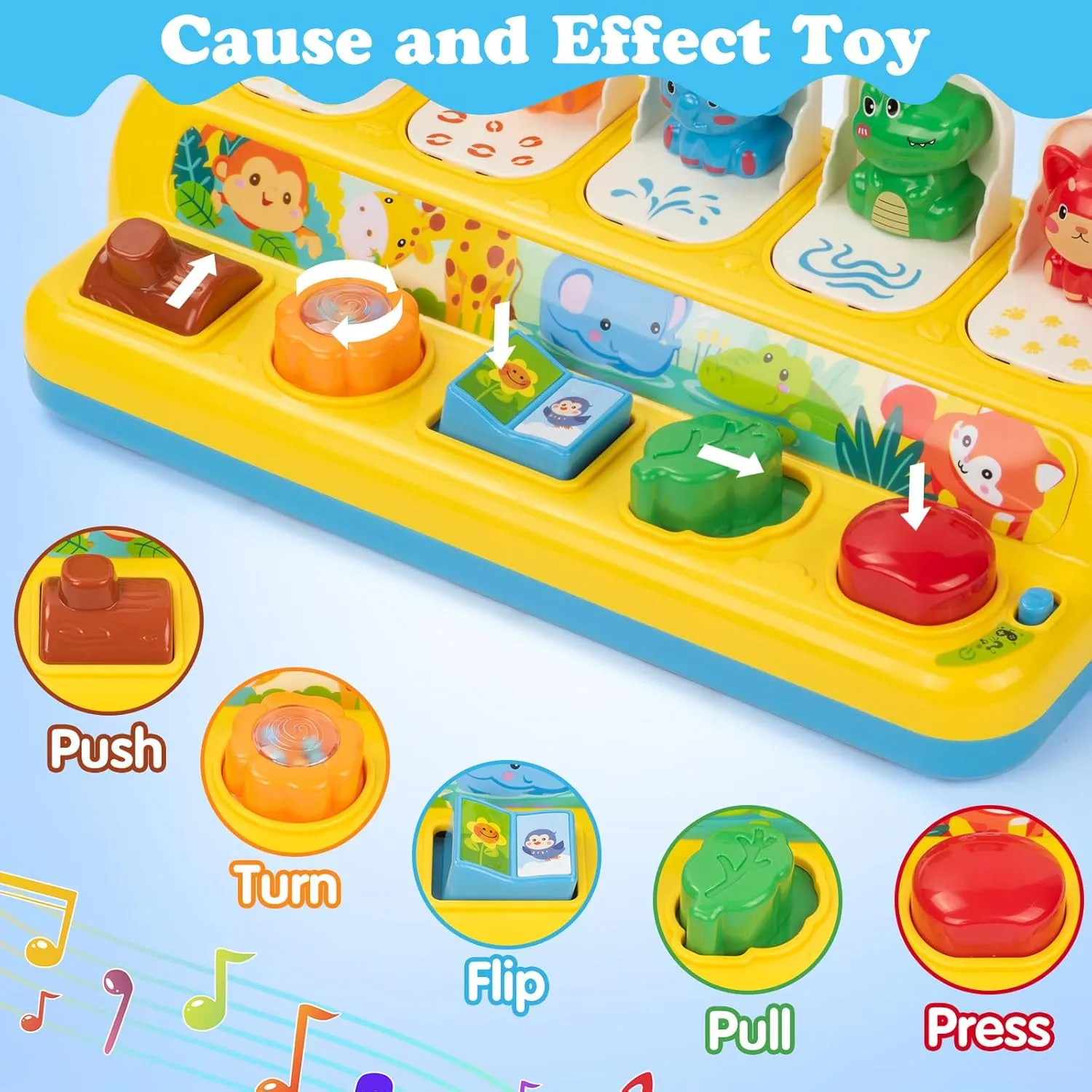 Pop Up Toys for Babies 6-12 Months with Music & Light, Cause and Effect Toys for 1 Year Old, Montessori Toy for 1 Year Old, Musical Baby 9-12-18 Months, Age 1-2 Gift
