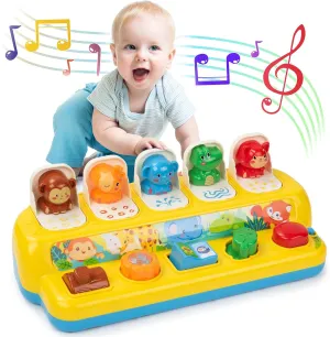 Pop Up Toys for Babies 6-12 Months with Music & Light, Cause and Effect Toys for 1 Year Old, Montessori Toy for 1 Year Old, Musical Baby 9-12-18 Months, Age 1-2 Gift