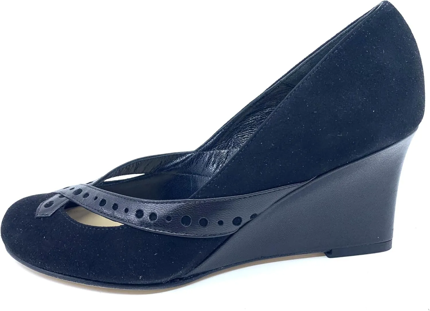 Popular Black Suede Butter Wedge Pumps