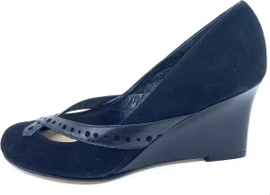 Popular Black Suede Butter Wedge Pumps