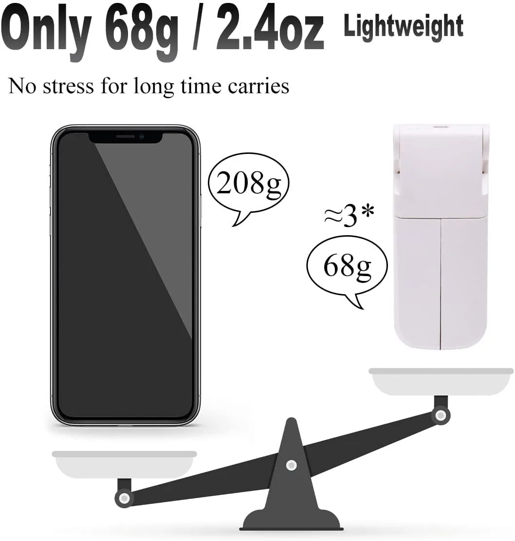 Portable Handheld Fan, Personal Mini Pocket Hand Held Fan USB Rechargeable for Woman Girls Outdoor Travel, Dual Head with 2 Speed Strong Wind (White)