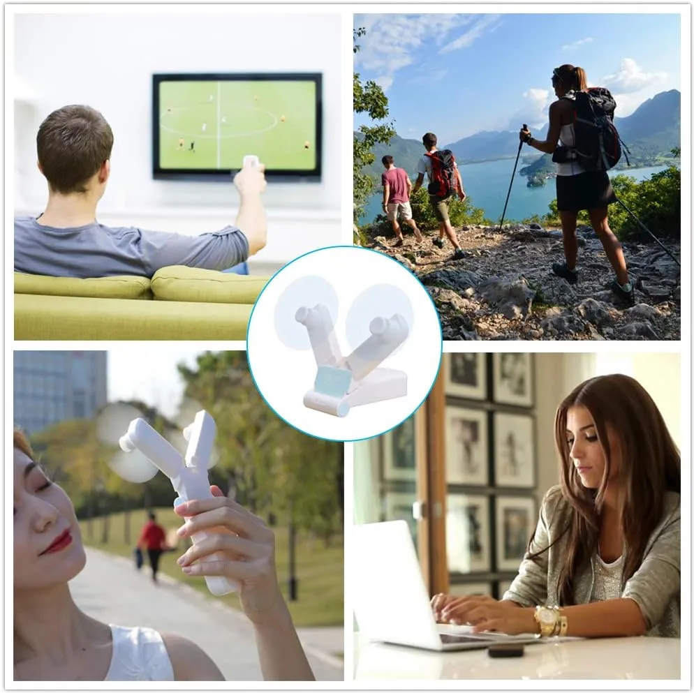 Portable Handheld Fan, Personal Mini Pocket Hand Held Fan USB Rechargeable for Woman Girls Outdoor Travel, Dual Head with 2 Speed Strong Wind (White)